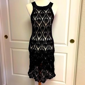 Dress for women crochet handmade black color size s-m new